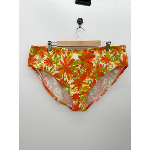 Sand N Sun Vtg Orange Floral Tropical Hawaiian Bikini Bottoms Swim Women 3X - Picture 1 of 6